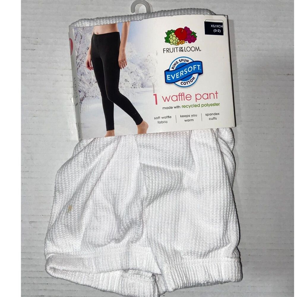 Fruit of the Loom EverSoft Women's Waffle Pants Size XS White Brand NEW W/ TAGS!